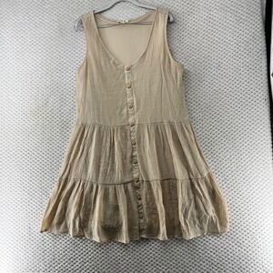 Indigo Rose Sleeveless Button Down Tiered Dress Casual Sundress Boho Size L‎